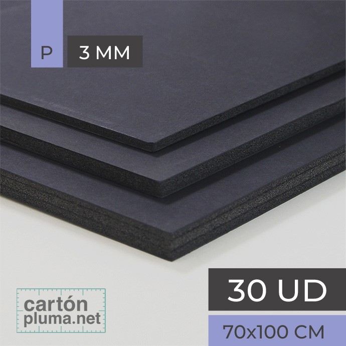 CARTÓN PLUMA NEGRO 3mm 70x100cm (CAJA 30 UDS) -...