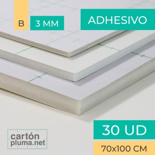 Cartón Pluma Blanco Adhesivo 3mm - 70x100cm - Caja 30 unidades