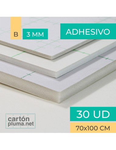 Cartón Pluma Blanco Adhesivo 3mm - 70x100cm - Caja 30 unidades