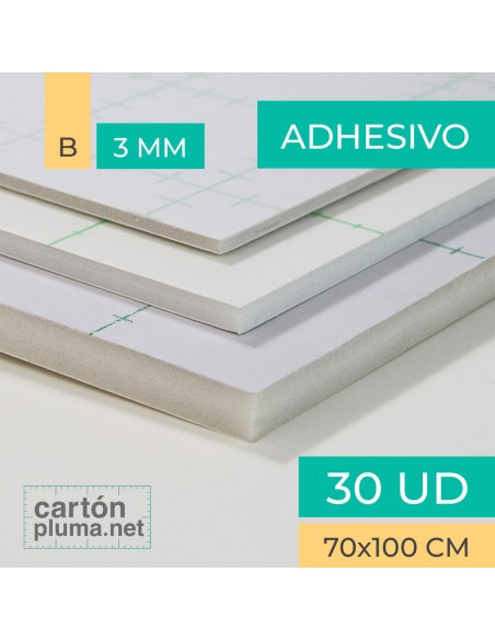 Cartón Pluma Blanco Adhesivo 3mm - 70x100cm - Caja 30 unidades Cartón Pluma Blanco Adhesivo 3mm - 70x100cm - Caja 30 unidades