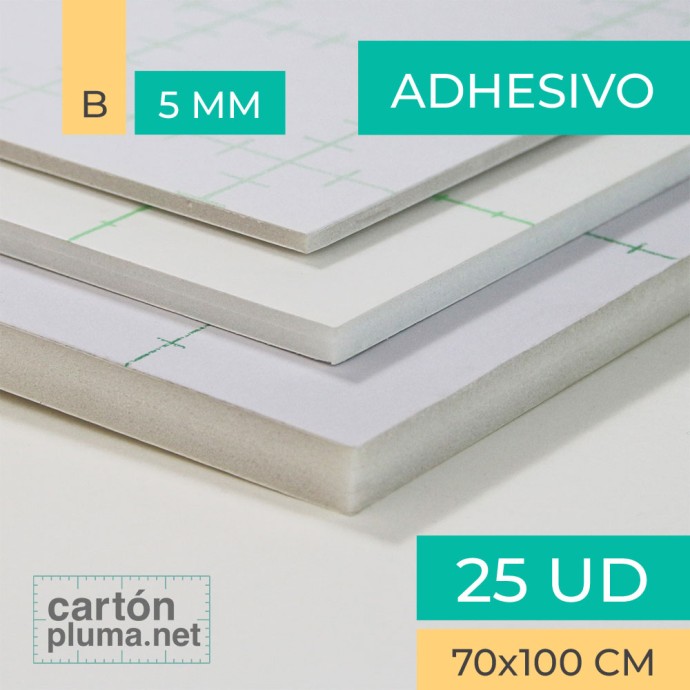 Cartón Pluma Blanco Adhesivo 5 mm 70x100 cm