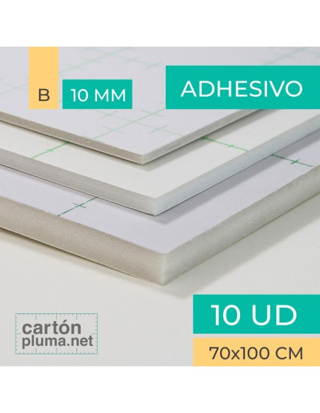 Cartón Pluma Blanco Adhesivo 10 mm 70x100 cm