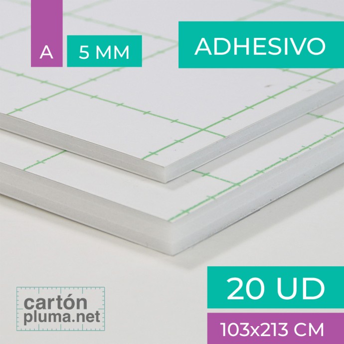 Cartón Pluma Blanco Adhesivo 5 mm 103x213 cm Aluminio
