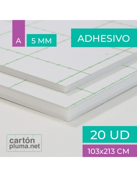 Cartón Pluma Blanco Adhesivo 5 mm 103x213 cm Aluminio