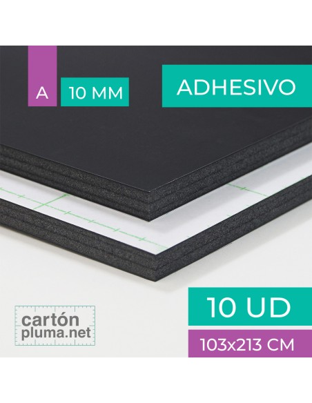Cartón Pluma Negro Adhesivo 10 mm 103x213 cm Aluminio
