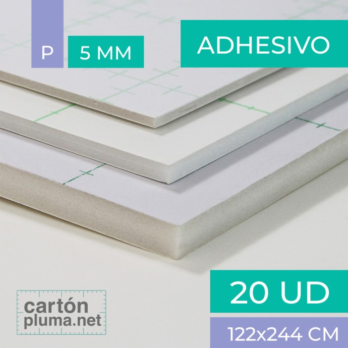 Cartón Pluma Blanco Adhesivo 5 mm 122x244 cm