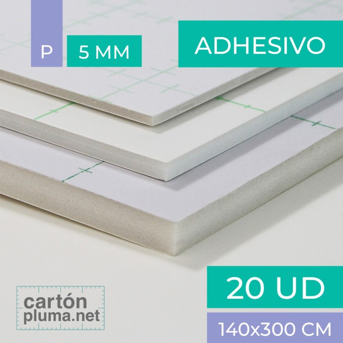 CARTÓN PLUMA PLUS BLANCO ADHESIVO 5mm 140x300cm