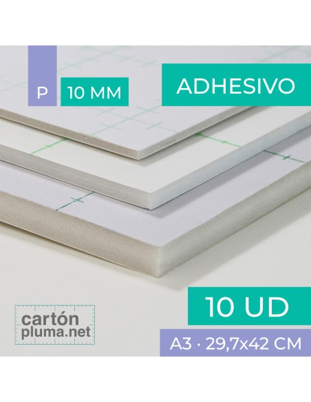 Cartón Pluma Blanco Adhesivo 10 mm A3