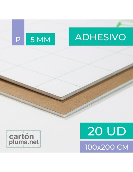 Cartón Pluma Mixto Kraft y Blanco Adhesivo 5 mm 100x200 cm