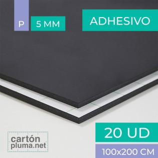 Cartón Pluma Negro Adhesivo 5 mm 100x200 cm