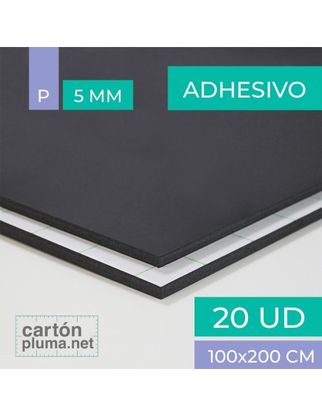 Cartón Pluma Negro Adhesivo 5 mm 100x200 cm Cartón Pluma Negro Adhesivo 5 mm 100x200 cm