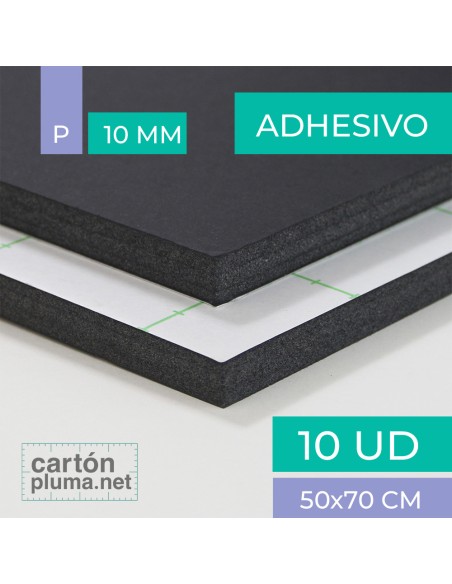Cartón Pluma Negro Adhesivo 10 mm 50x70 cm
