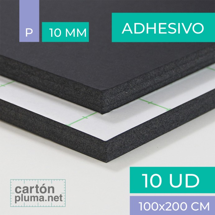 Cartón Pluma Negro Adhesivo 10 mm 100x200 cm