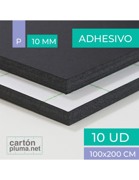 Cartón Pluma Negro Adhesivo 10 mm 100x200 cm