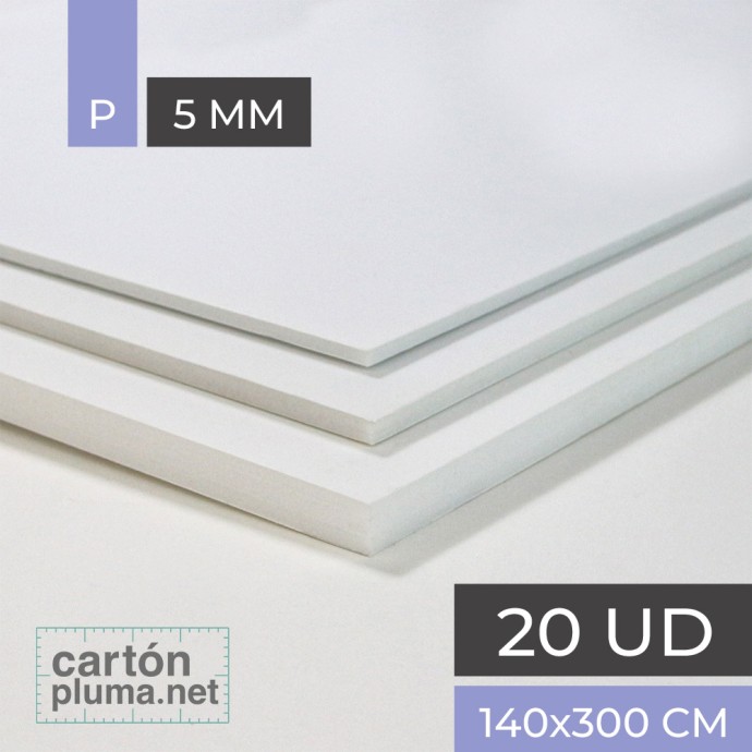 Cartón Pluma Blanco 5 mm 140x300 cm