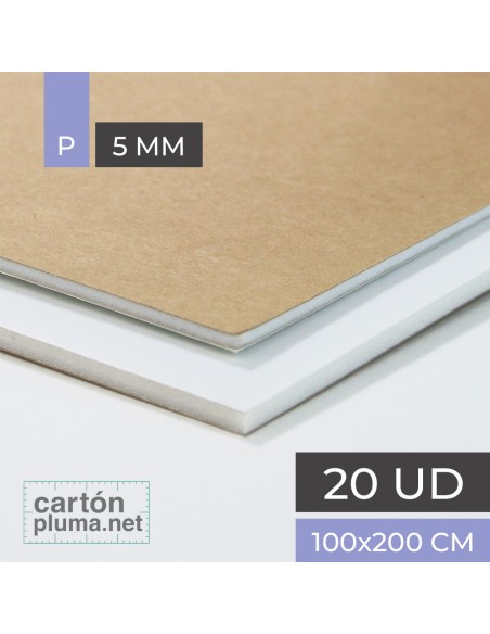 Cartón Pluma Mixto Kraft y Blanco 5 mm 100x200 cm