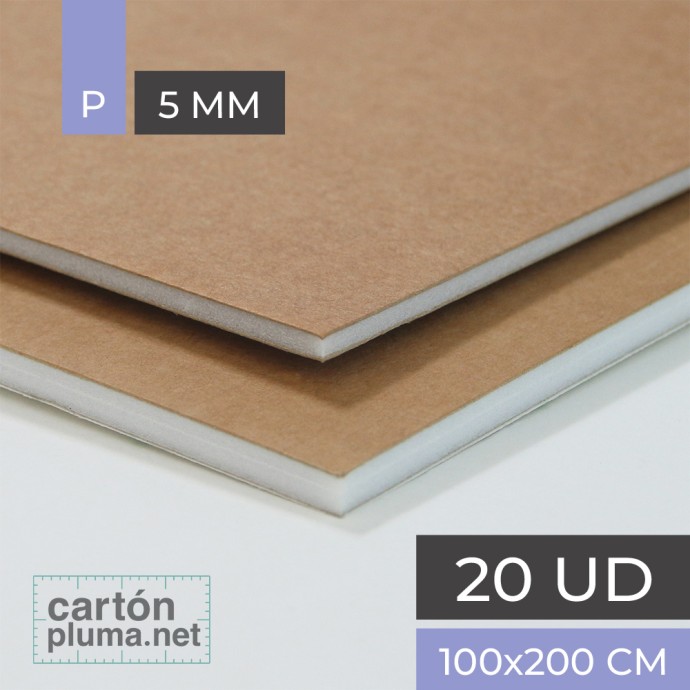 Cartón Pluma Kraft Marrón 5 mm 100x200 cm