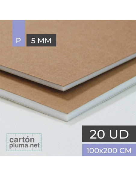 Cartón Pluma Kraft Marrón 5 mm 100x200 cm