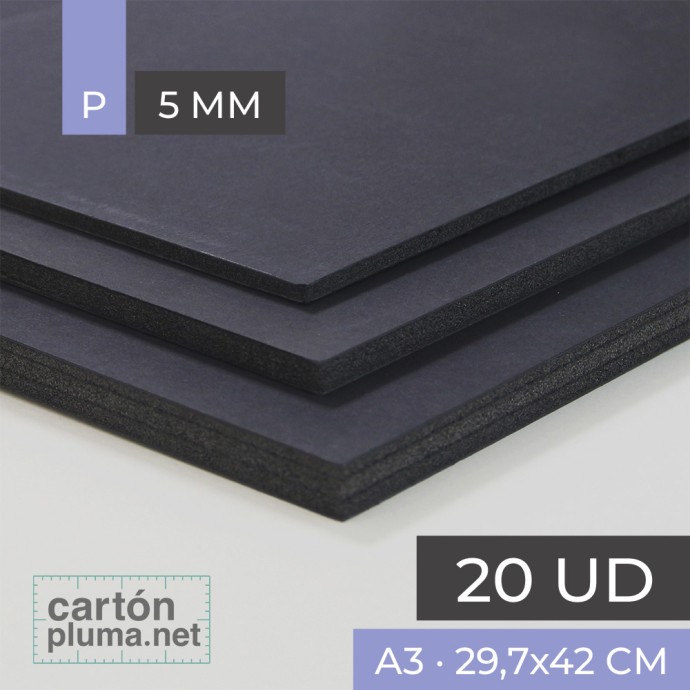 Cartón Pluma Negro 5 mm A3
