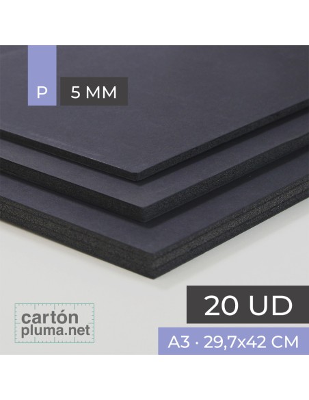 Cartón Pluma Negro 5 mm A3