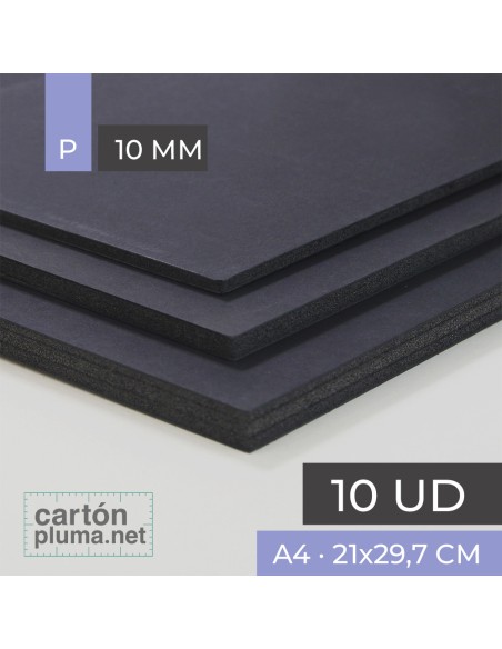 Cartón Pluma Negro 10 mm A4