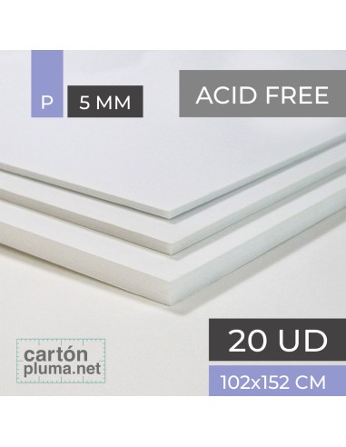 Cartón Pluma Blanco Acid Free Libre de Ácidos 5 mm 102x152 cm