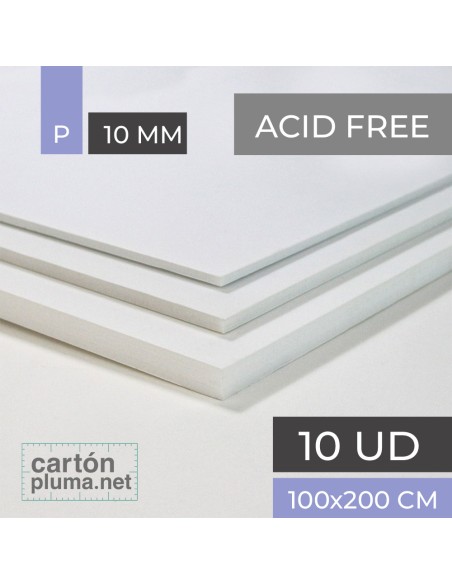 Cartón Pluma Blanco Acid Free Libre de Ácidos 10 mm 100x200 cm
