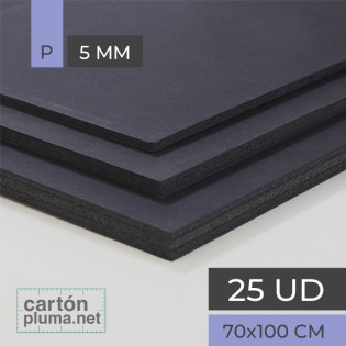 CARTÓN PLUMA NEGRO 5mm 70x100cm (CAJA 25 UDS) - SERIE PLUS