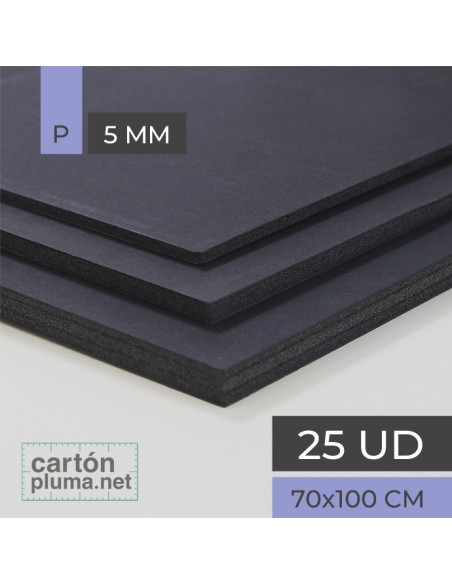 CARTÓN PLUMA NEGRO 5mm 70x100cm (CAJA 25 UDS) - SERIE PLUS