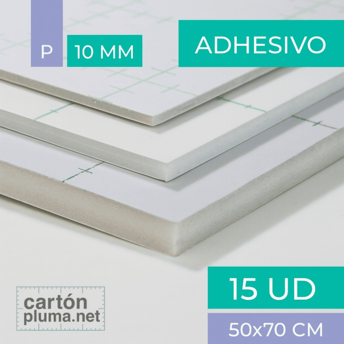 Cartón Pluma Blanco Adhesivo 10 mm 50x70 cm
