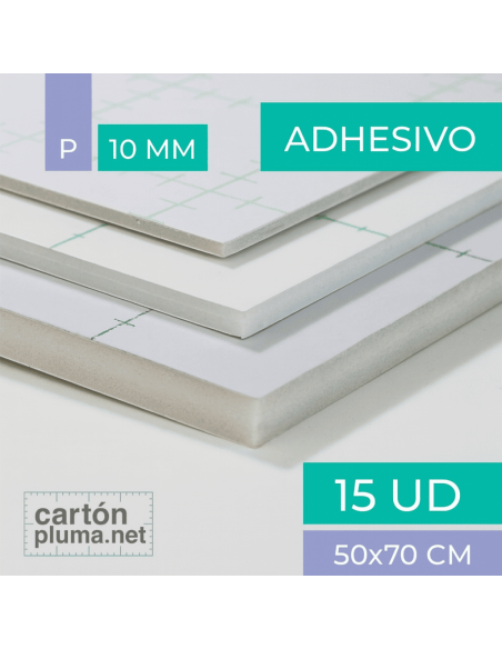 Cartón Pluma Blanco Adhesivo 10 mm 50x70 cm
