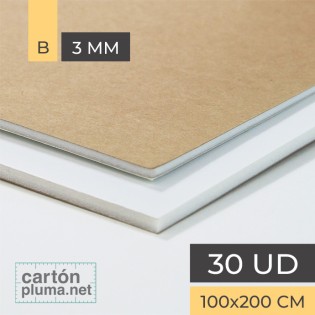 Cartón Pluma Mixto Kraft y Blanco 3 mm 100x200 cm